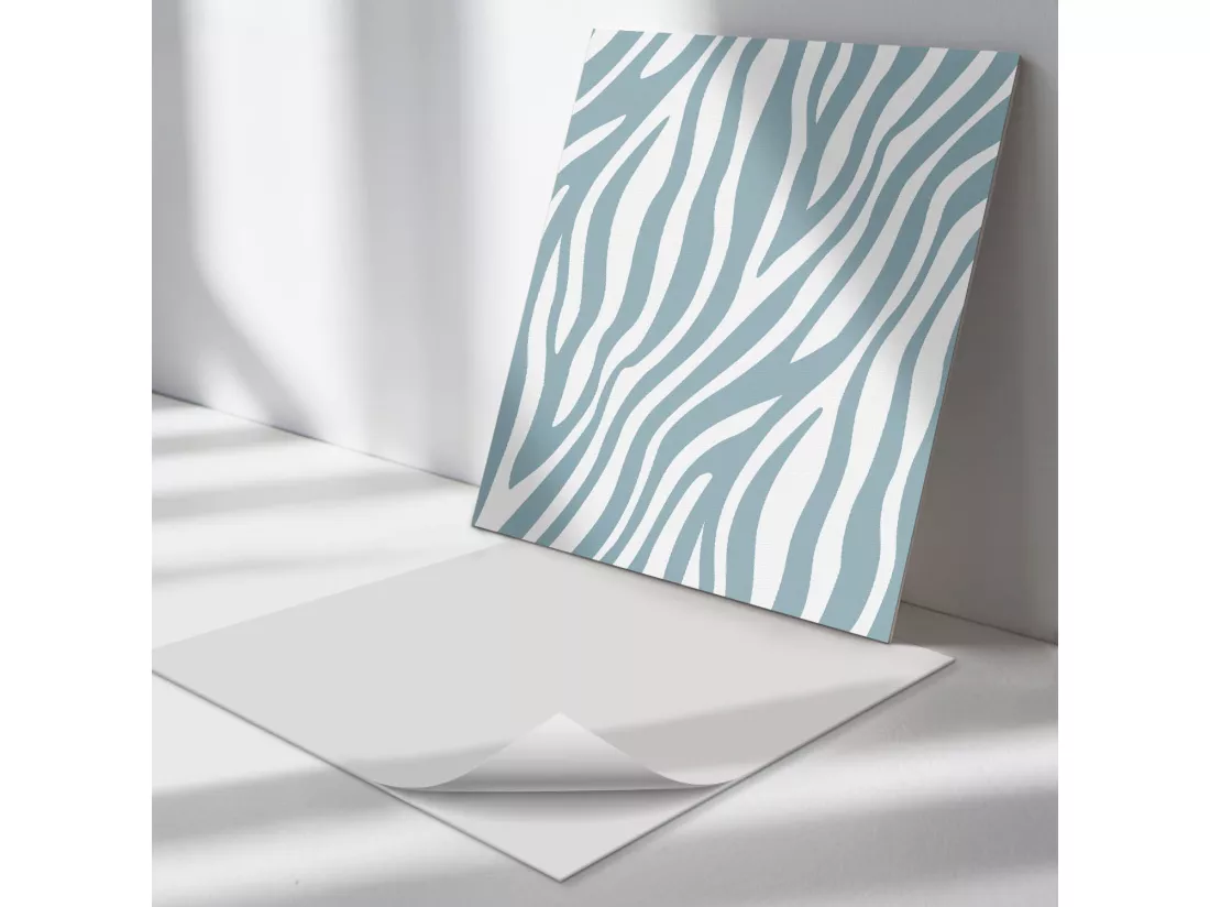 Panneaux muraux autocollants en vinyle imperméable - 4 x 50 x 50 cm - Motif zébré