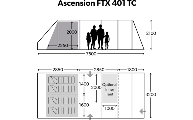 Dometic Ascension FTX 401 TC Vorraum Anbau für Familienzelt