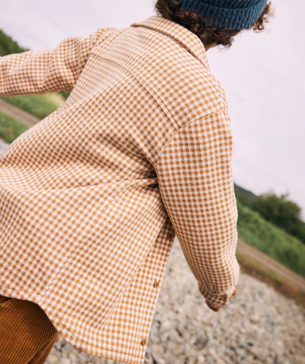 CHEMISE À CARREAUX GARÇON MARRON ET ÉCRU AVEC POCHES