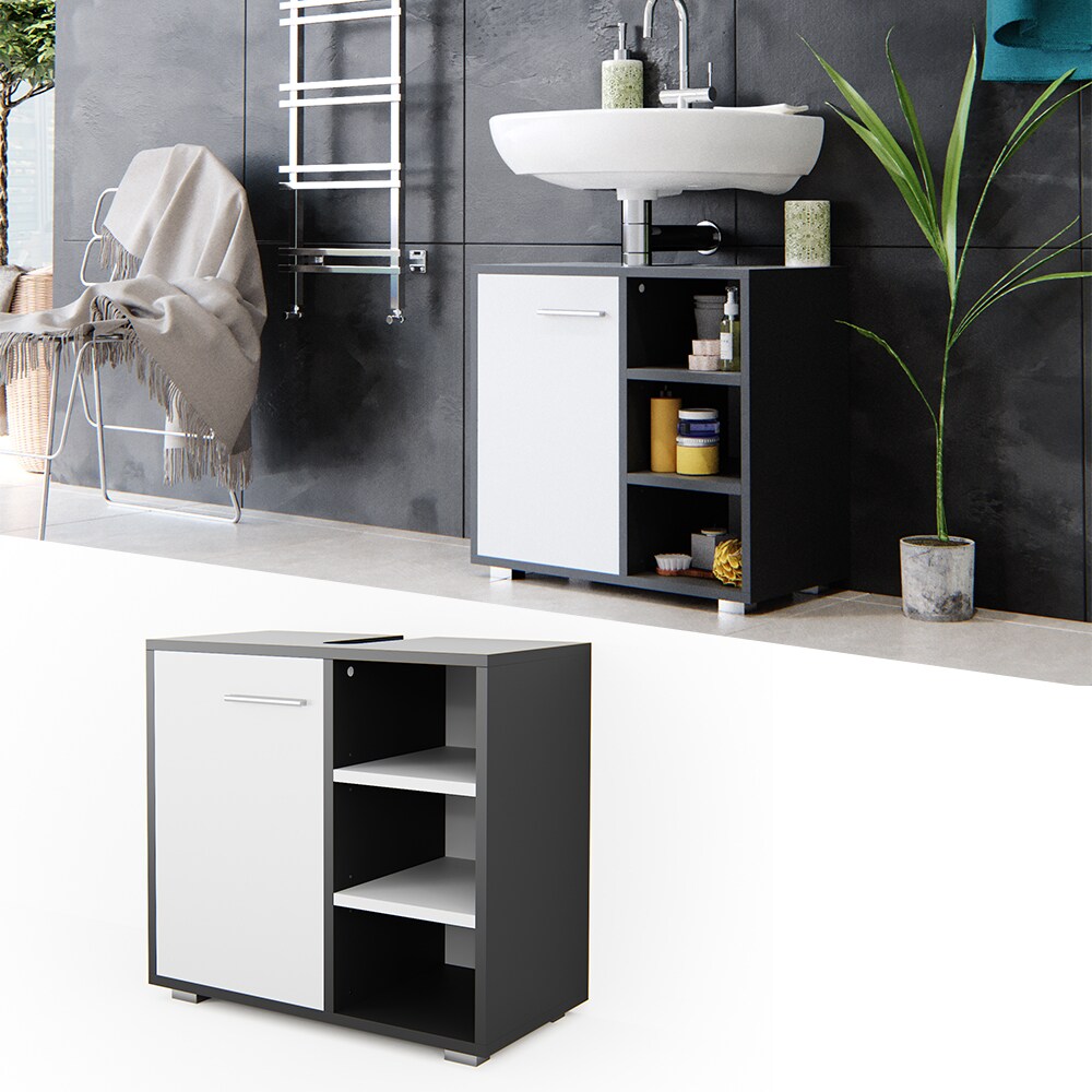 Vicco Waschtischunterschrank Perry Unterschrank Waschbecken Waschtisch Weiß/ Anthrazit