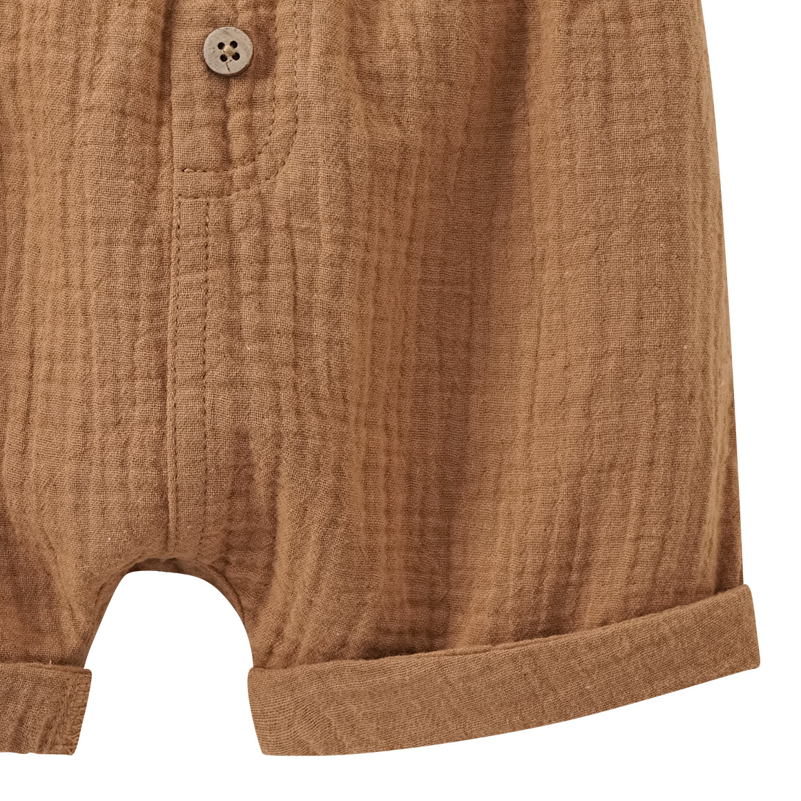 Topomini Pure Collection Baby Musselin-Shorts mit Elastikbund braun