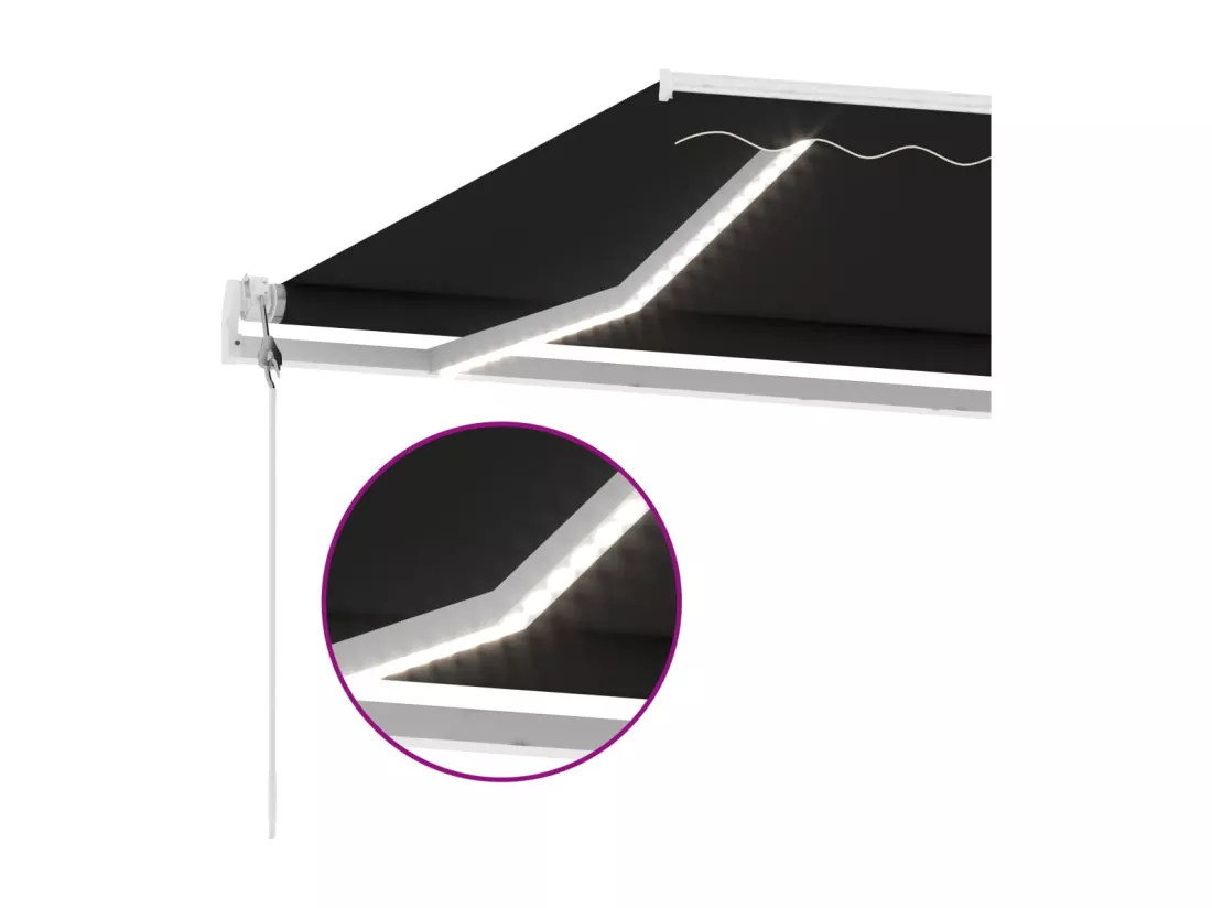 Auvent automatique capteur de vent et LED 400x350 cm Anthracite
