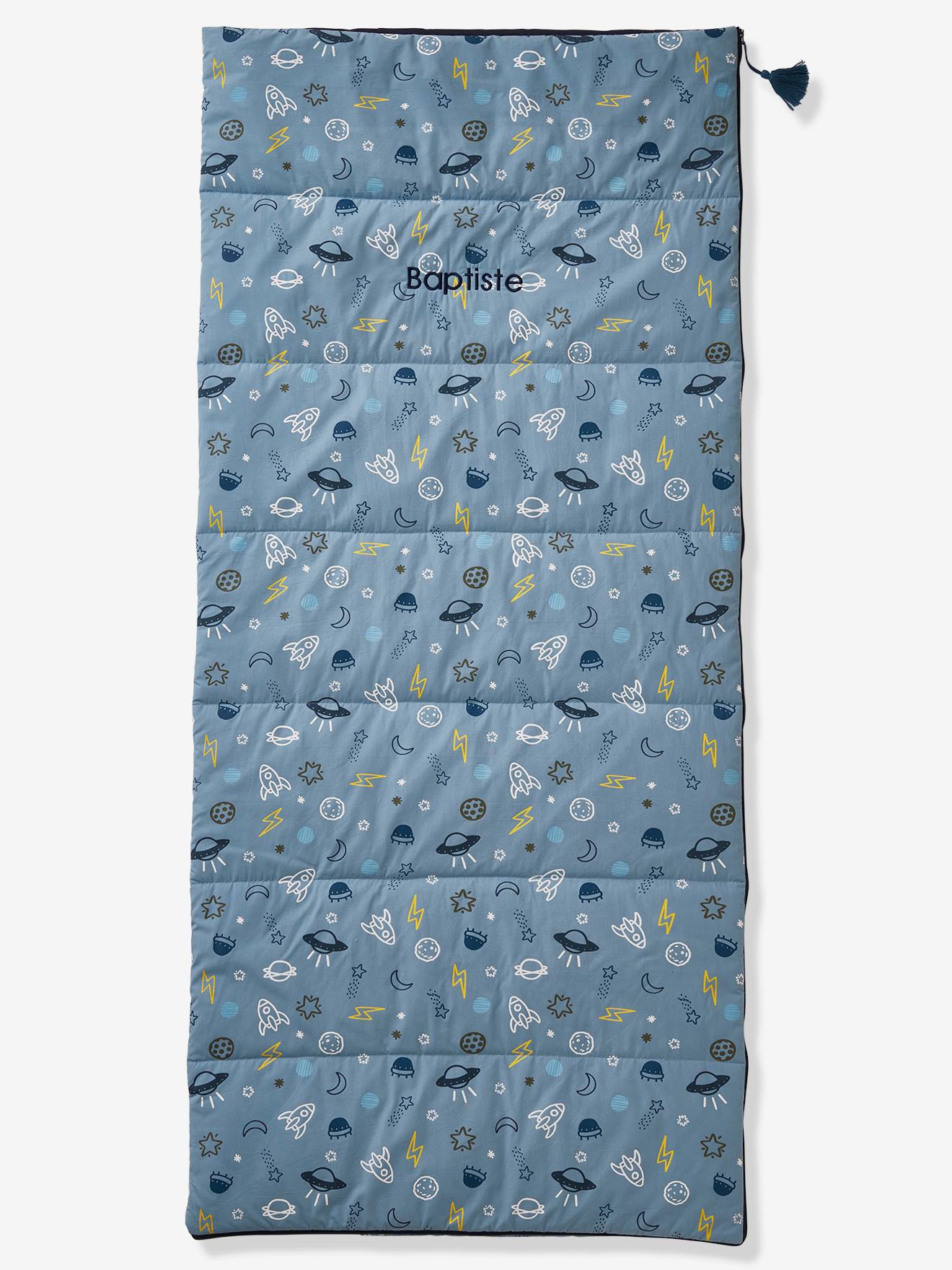 Saco de dormir Cosmos personalizável, tamanho médio, estampa azul.
