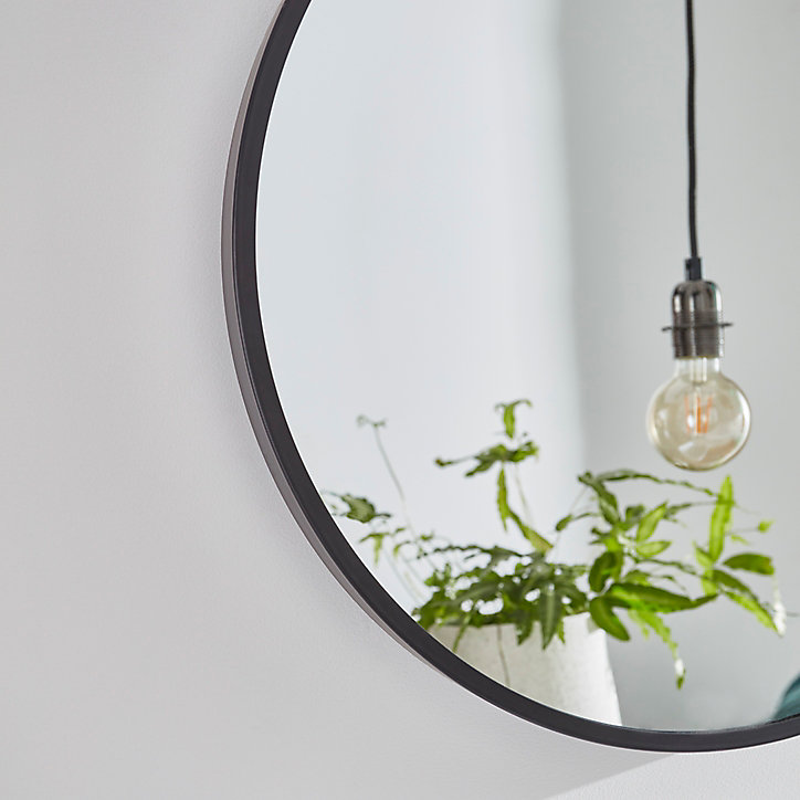 Miroir rond à lanière Ø50 x ep.3 cm noir