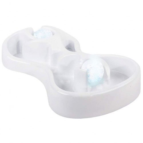 Comedouro branco para cães com bolas de gelo