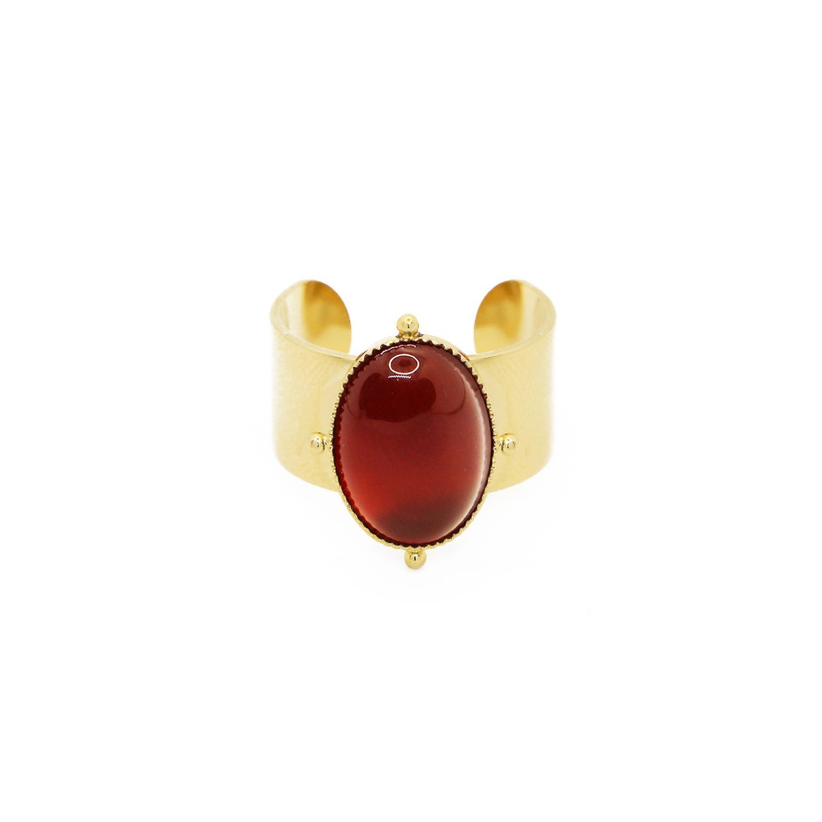 Bague pierre cornaline dorée à l'or fin 24k NEW CALYPSO