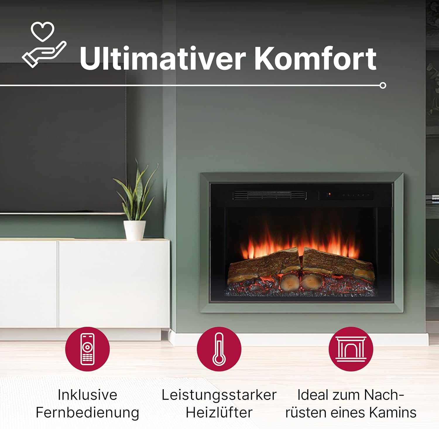 Dimplex Spark 58.4 cm Optiflame Inset Elektri Kamin, Feuerraumeinsatz mit 13 Farbthemen, Einstellbare Flammengeschwindigkeit und Helligkeit mit programmierbarem Timer und Fernbedienung