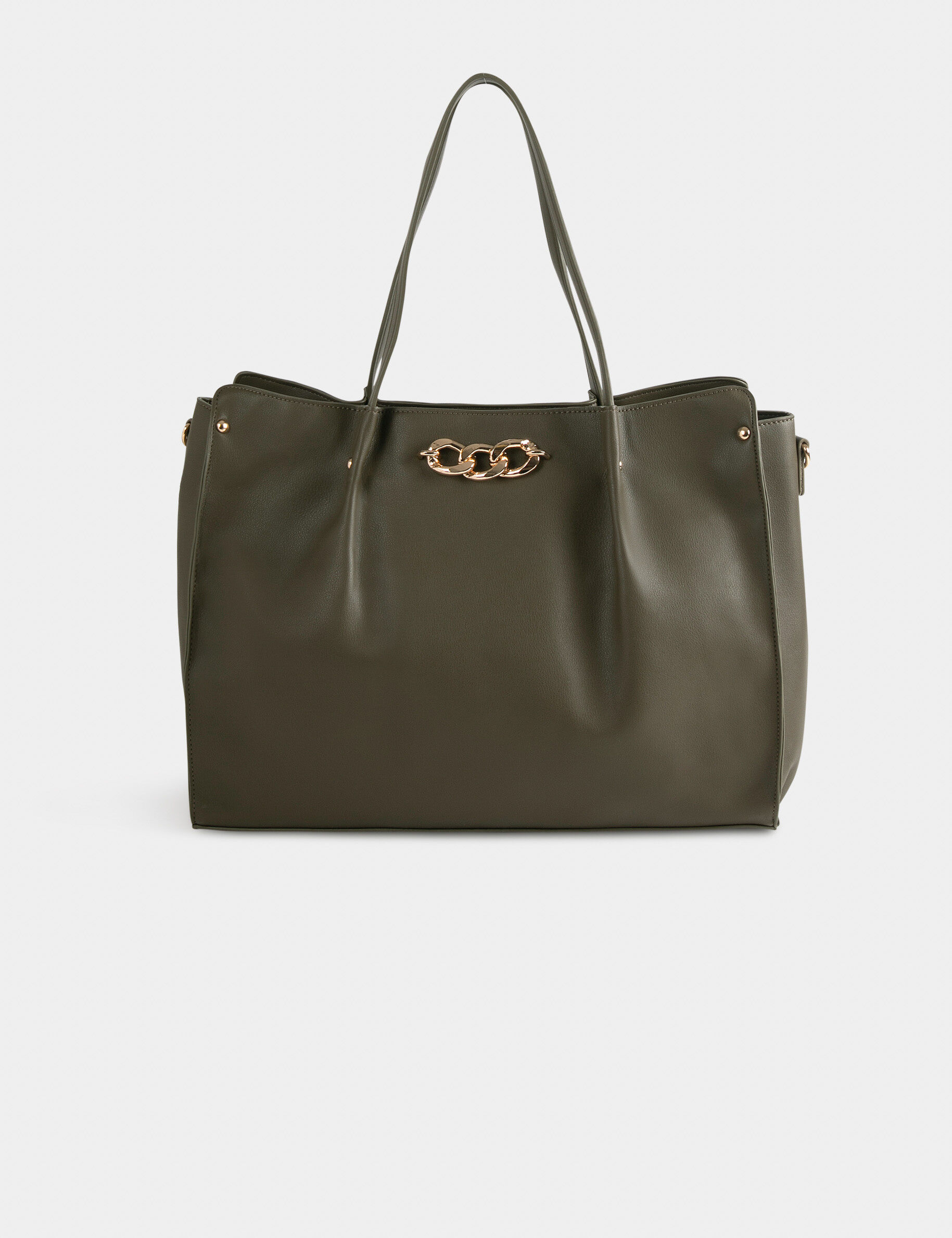 Sac cabas avec détail chaîne vert kaki femme - vert_kaki