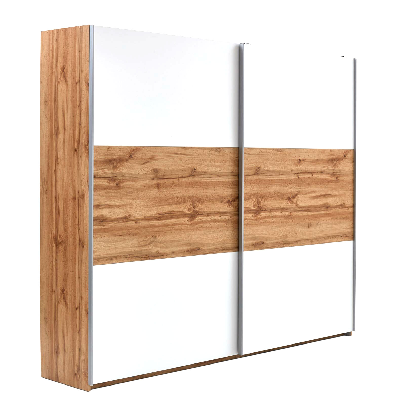 Schwebetürenschrank - Wotan Eiche-Alpinweiß - 218 cm