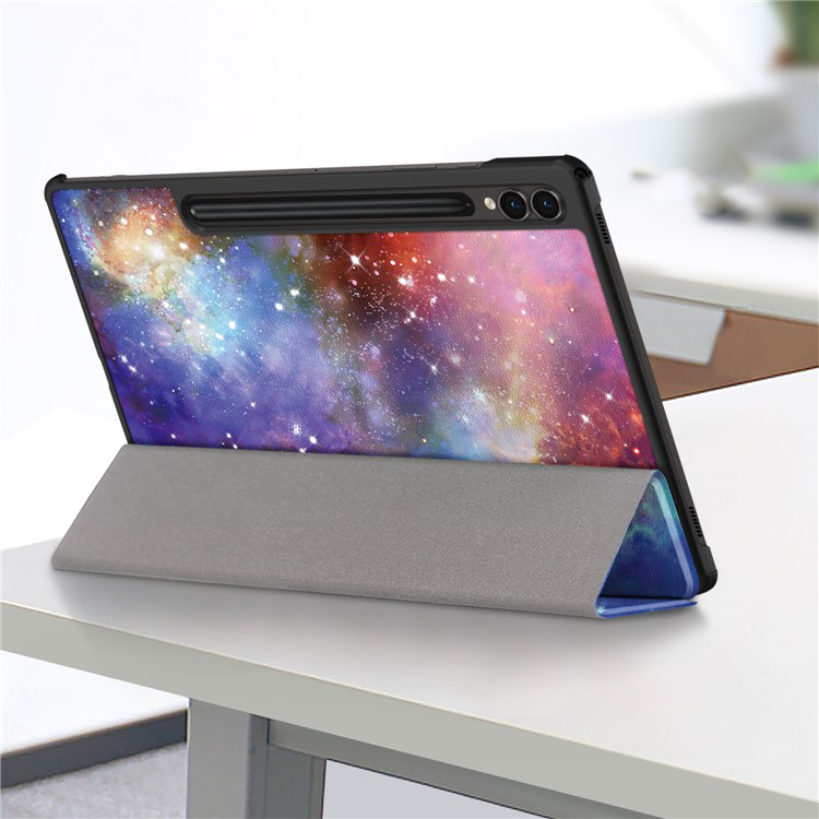 Samsung Galaxy Tab S9 FE  Plus Leder Tasche Smart Cover Schutzhülle   S-Pen Halterung - Galaxie
