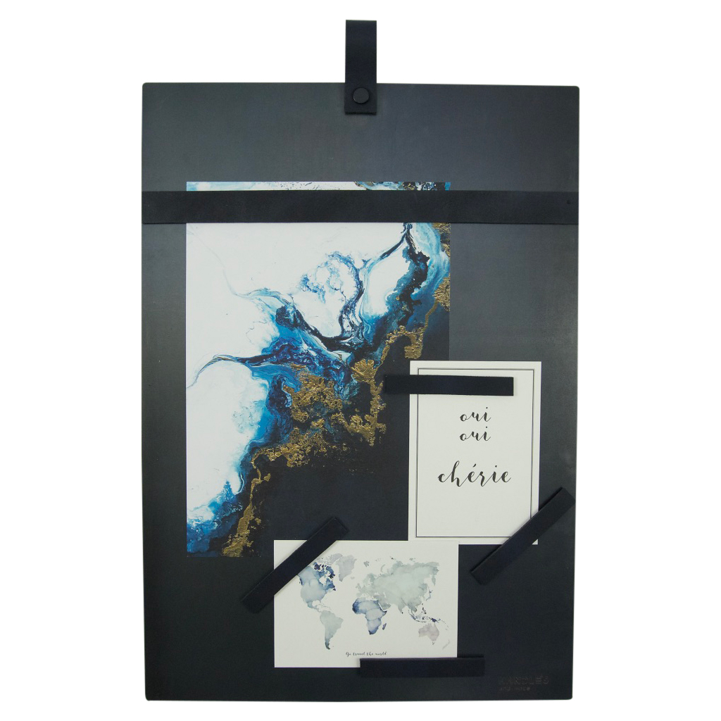 Magneetbord met magneetstrips Leer: Navy (inclusief 6 leren magneetstrips)