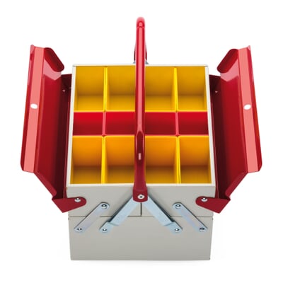 Utensilienbehälter Plus, Lichtgrau RAL 7035 / Feuerrot RAL 3000