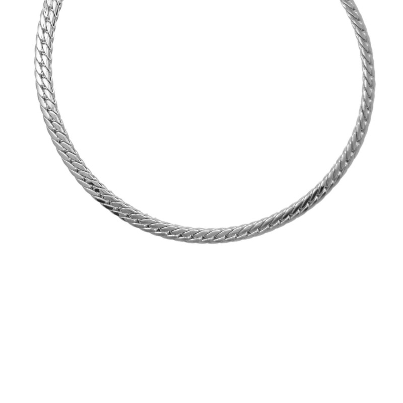Collier Femme Maille Anglaise - Or Blanc
