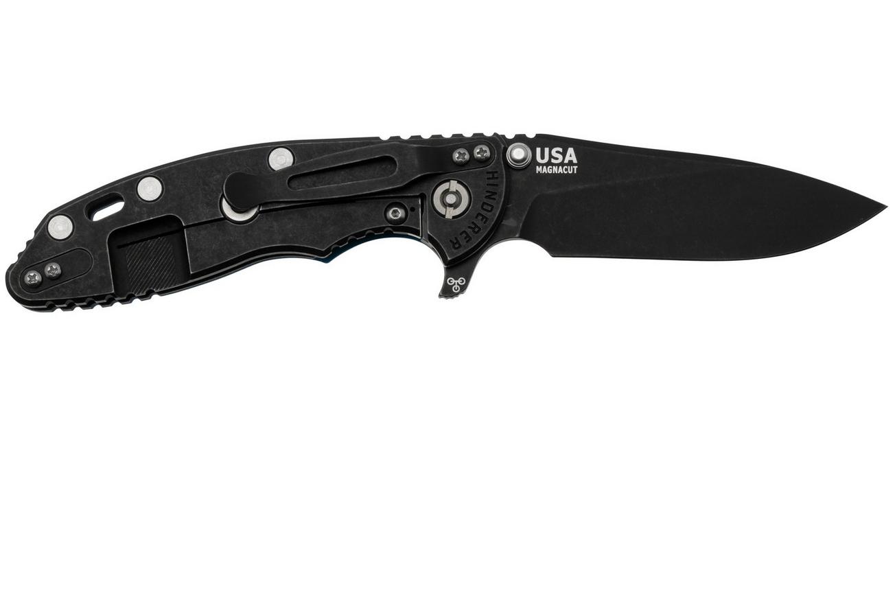 Rick Hinderer XM18 3.5 Skinny Slicer Magnacut Black DLC Blue G10, zakmes