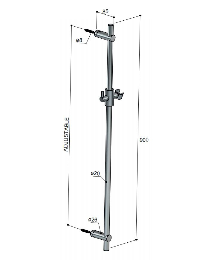 Hotbath Cobber Glijstang 90cm Geborsteld Koper M311