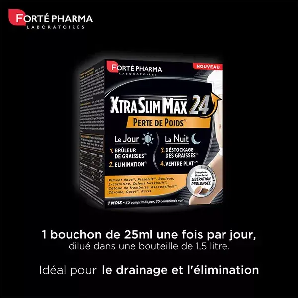 Forté Pharma Xtraslim Max 24 Queimador de Gordura Dia e Noite 60 Comprimidos Emagrecedores