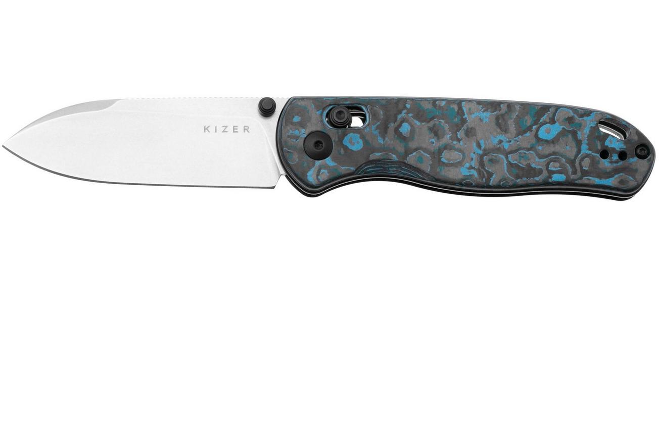 Kizer Vanguard Drop Bear KZKI3619A2 Stonewashed Elmax, Blue Fatcarbon, zakmes, Azo design