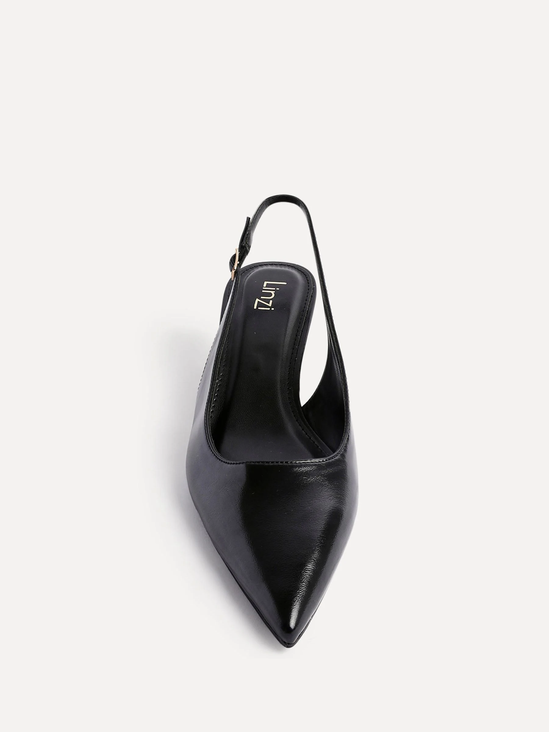 Zwart - Linzi Elvira slingback pumps met kleine hak