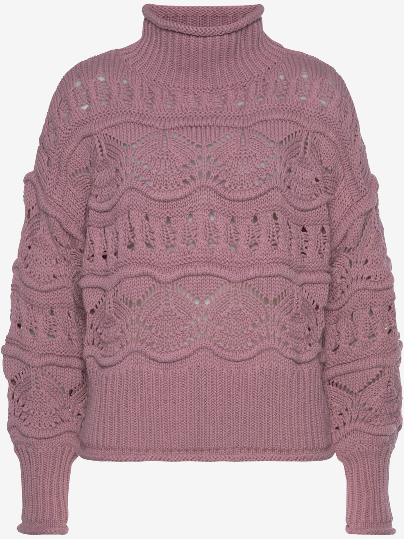 Pull col roulé en tricot ajouré