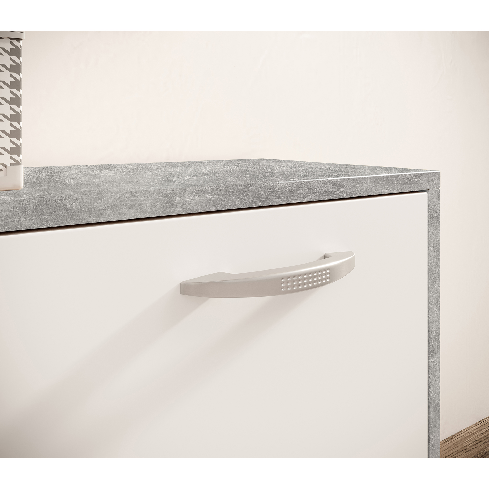 Garderobe - Betonoptik-weiß - mit Schubkasten