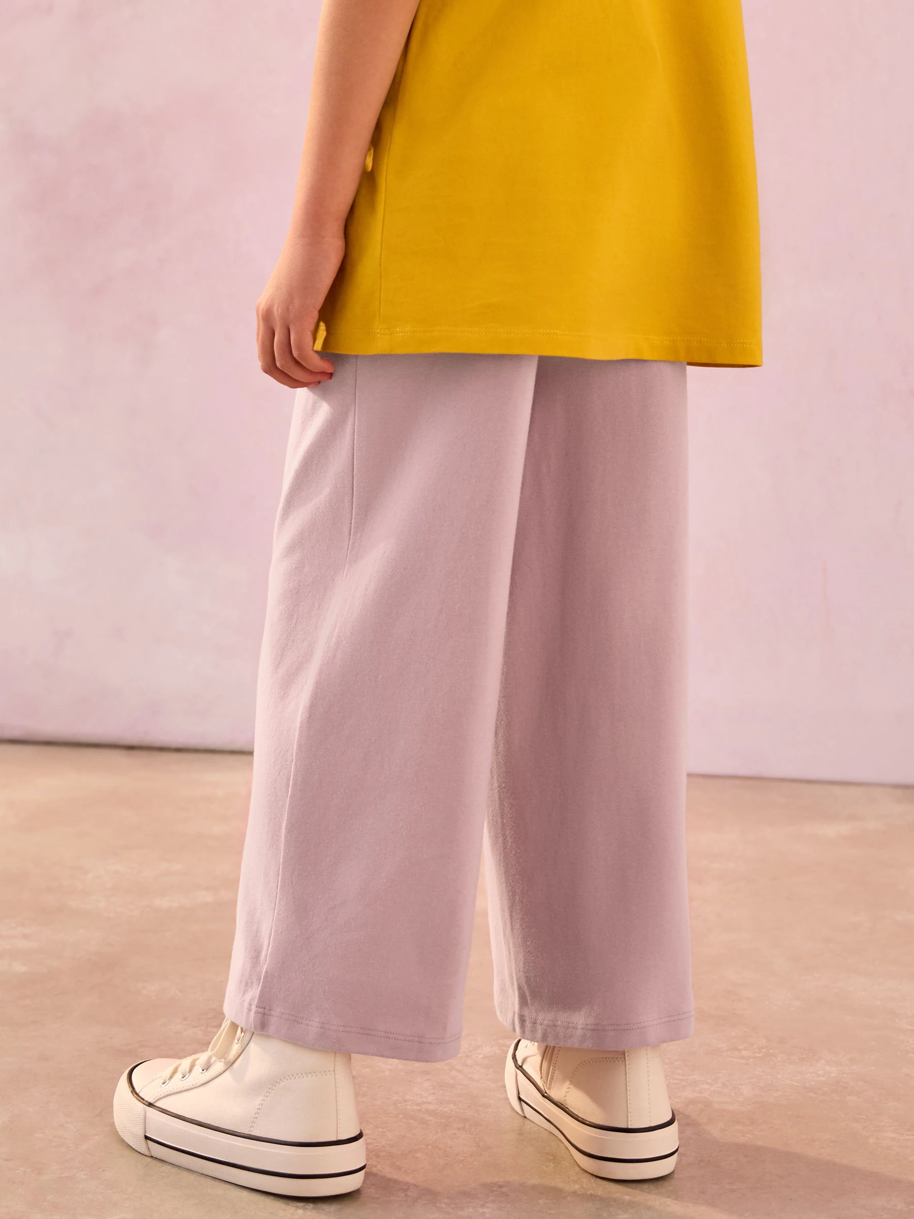 Roze - Jersey broek met wijde pijpen (3-16 jr)