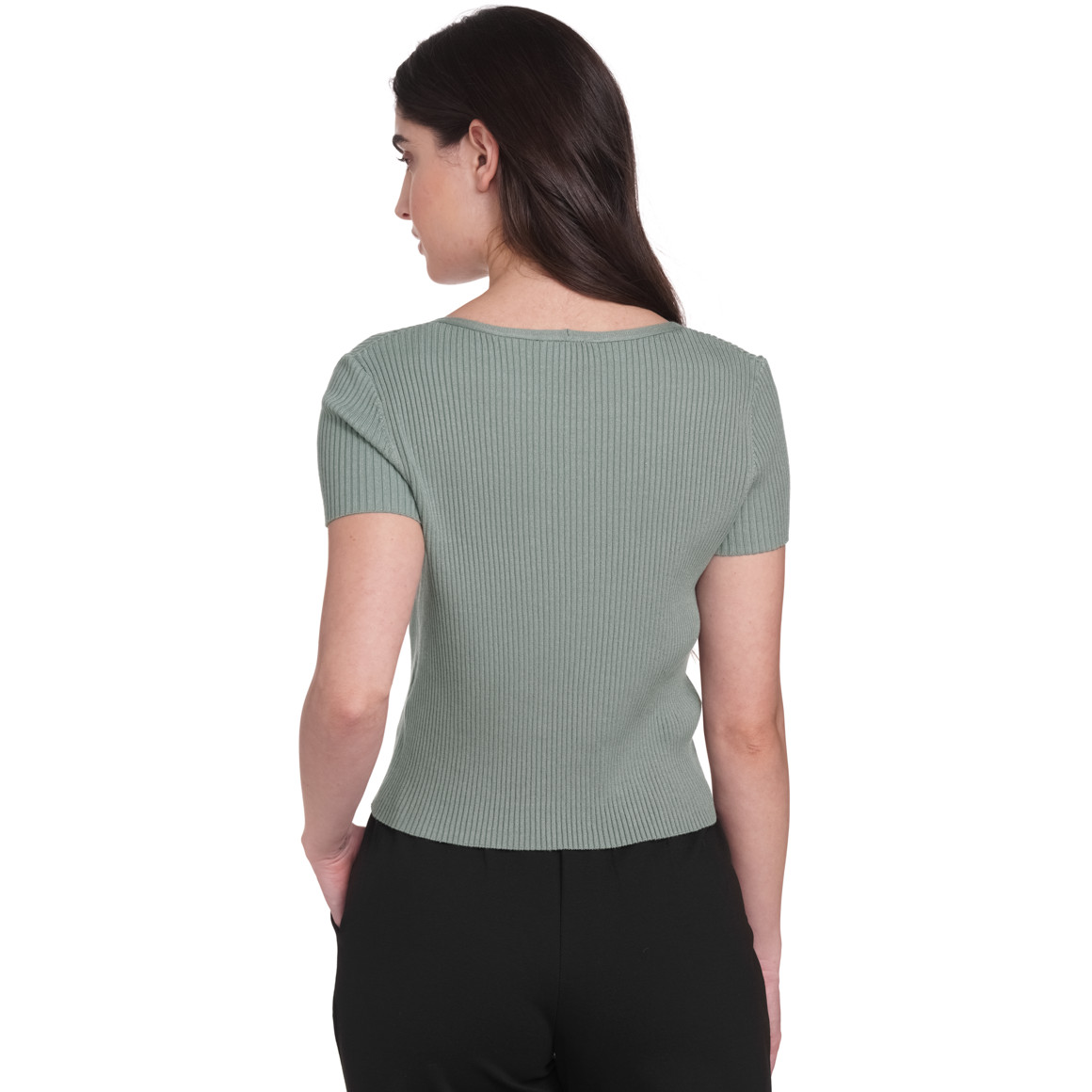 Gina Damen Strickjacke aus Rippstrick salbei