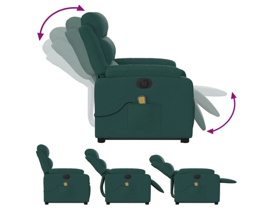 VIDAXL - Fauteuil inclinable de massage électrique vert foncé tissu