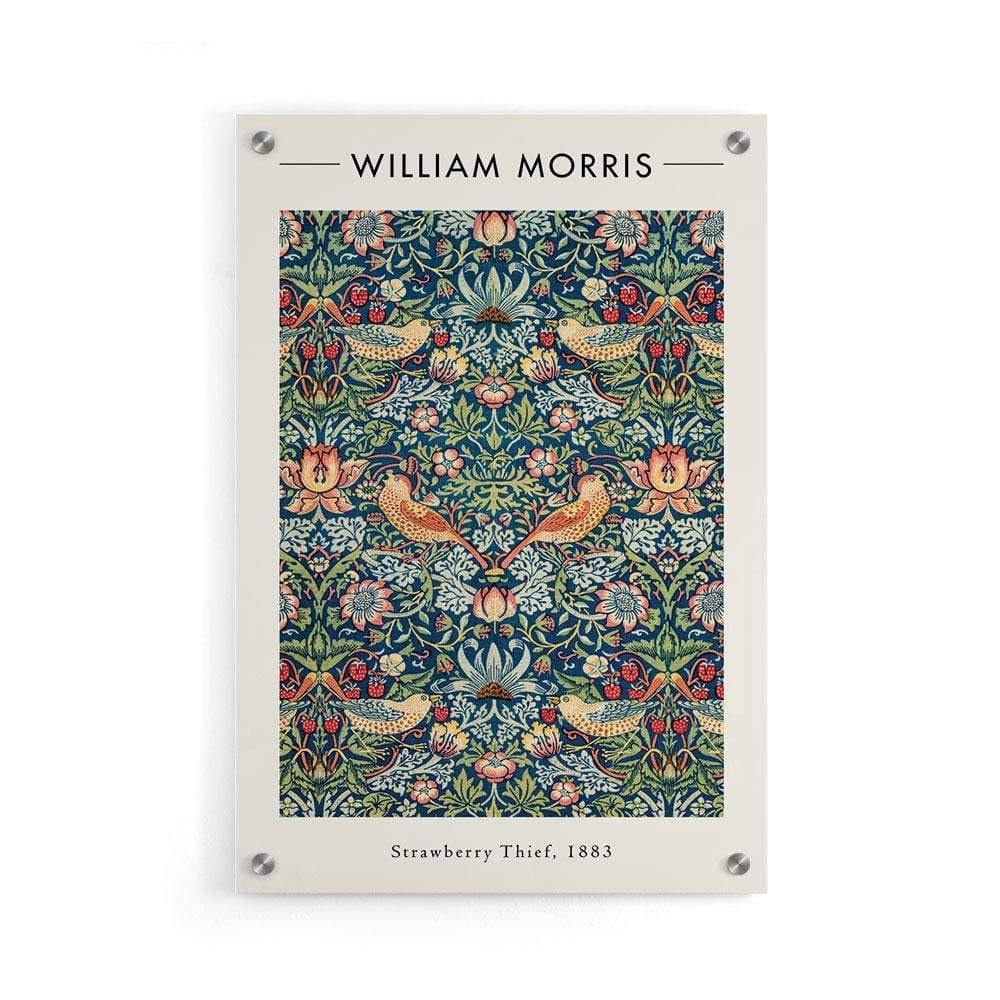 Walljar plexiglas schilderij - William Morris - Strawberry Thief Plexiglas schilderij - 120 x 180 cm