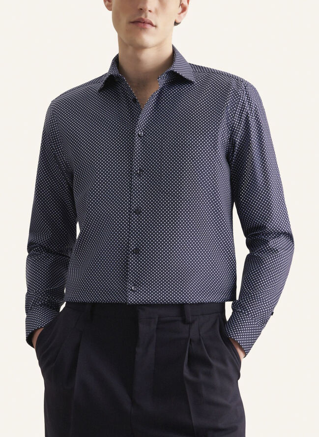 Seidensticker Business Shirt Regular Long sleeve Kent-Collar Print Blue