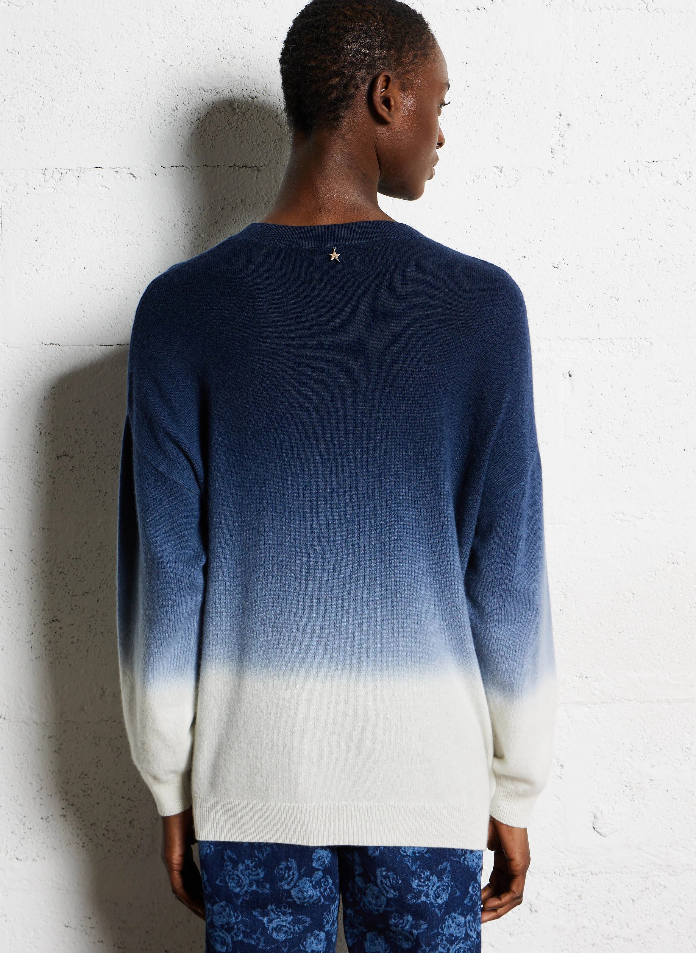 MONDOUDY - Pull droit dégradé en cachemire | Bleu