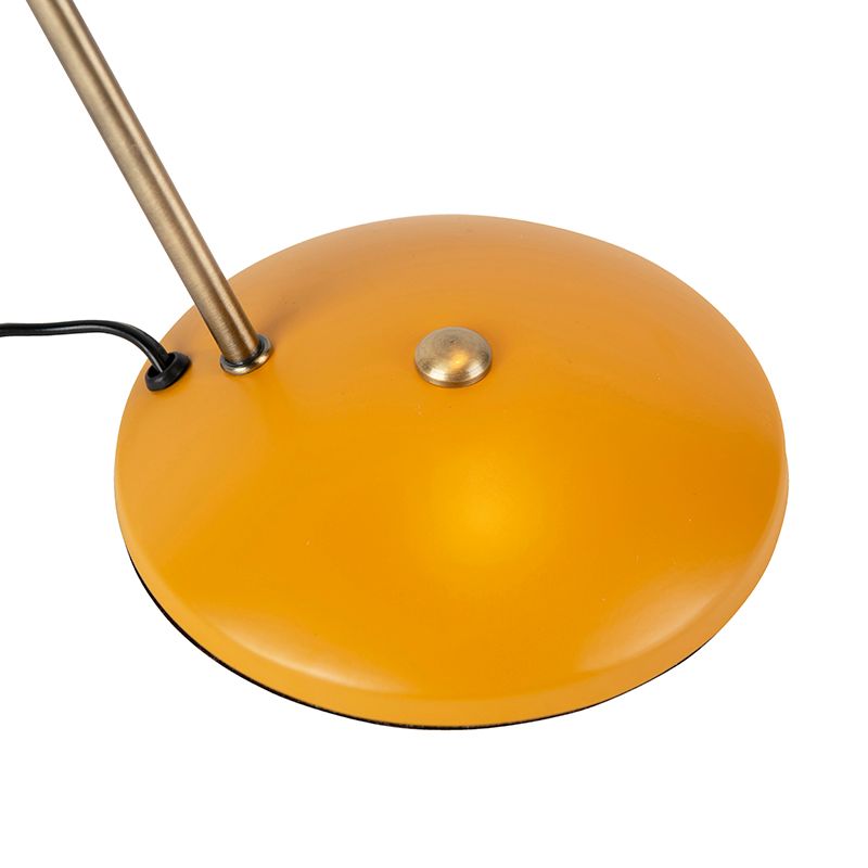 Retro tafellamp geel met brons - Milou
