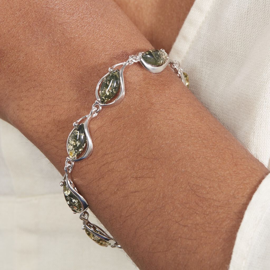 Bracelet Argent Blanc Marie-pauline Ambre