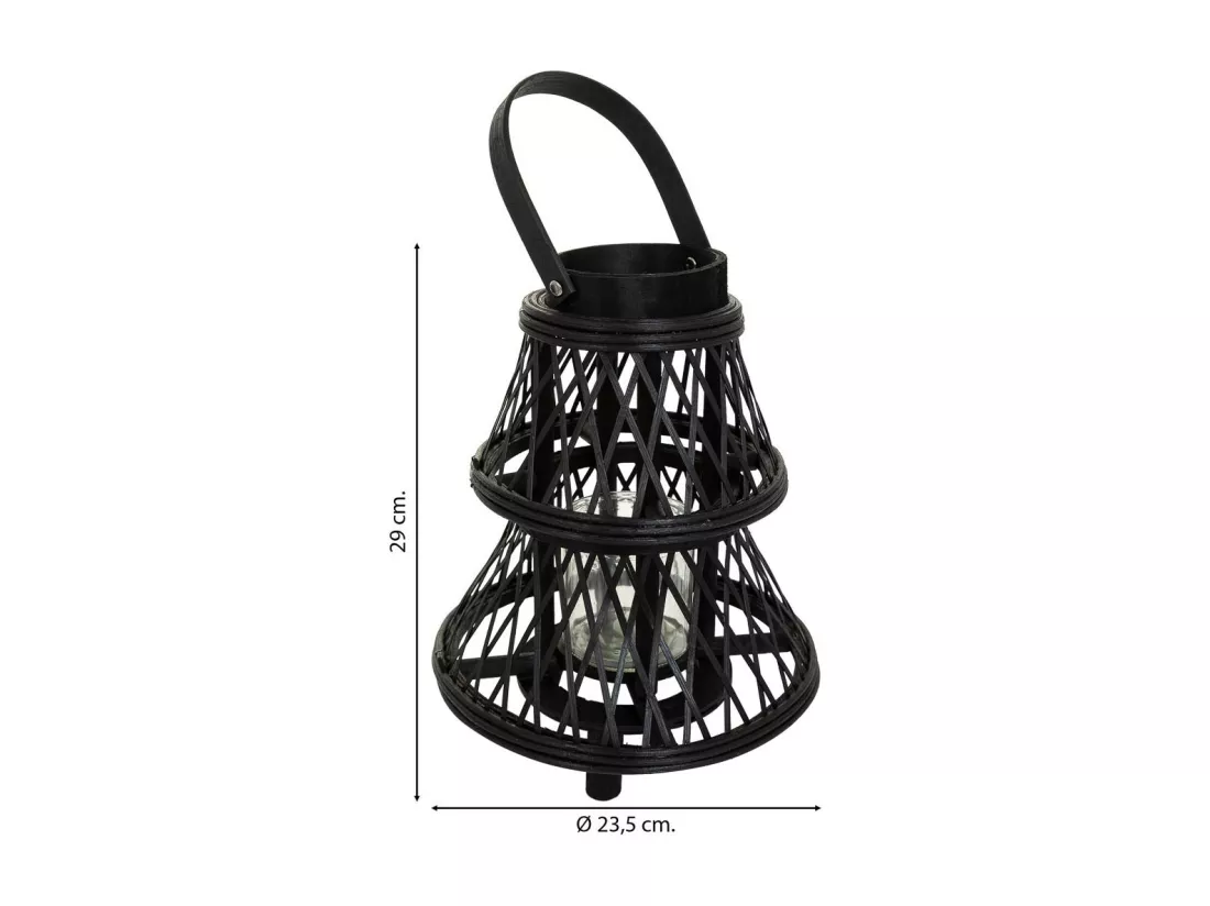 Lanterne photophore en bambou marron d23,5x29h