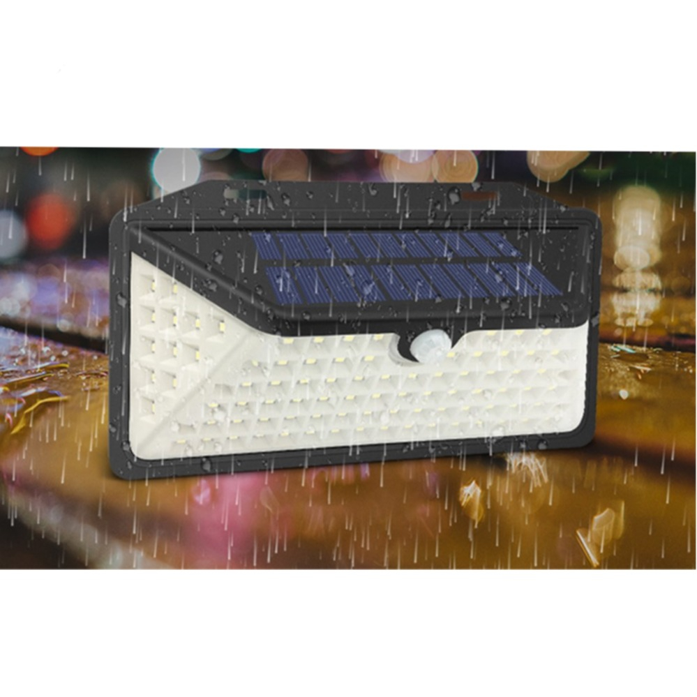 102 LED's Solar Outdoor Lampe Garten Wandleuchte Aussen Beleuchtung mit Infrarot Sensor (IP65) - Schwarz