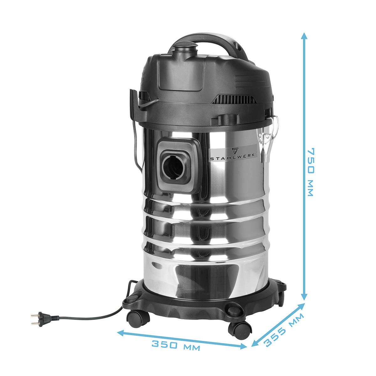 STAHLWERK stofzuiger VC-1635 ST met 1.600 W vermogen en 35 l roestvrijstalen container