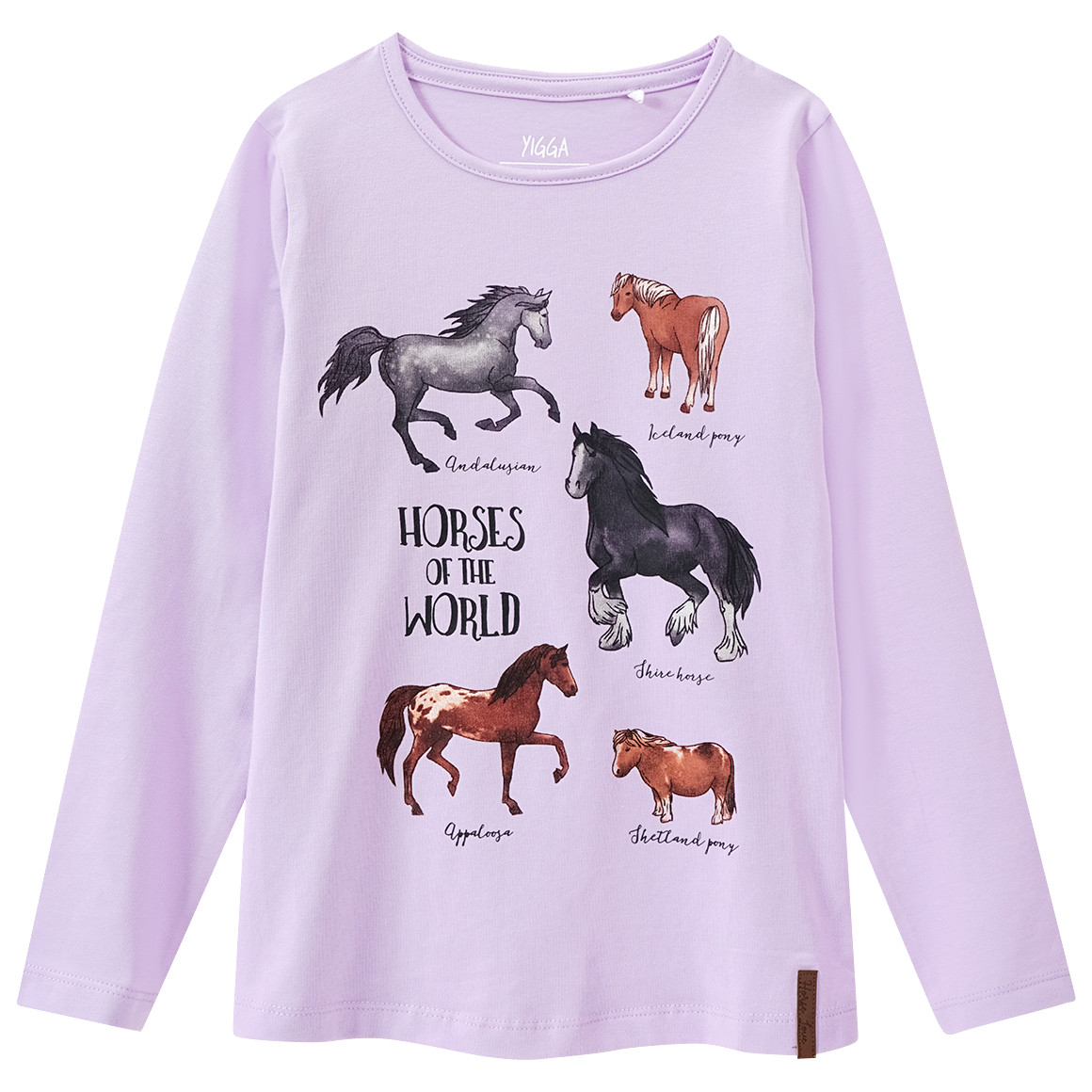 Yigga Mädchen Langarmshirt mit Pferde-Prints helllila
