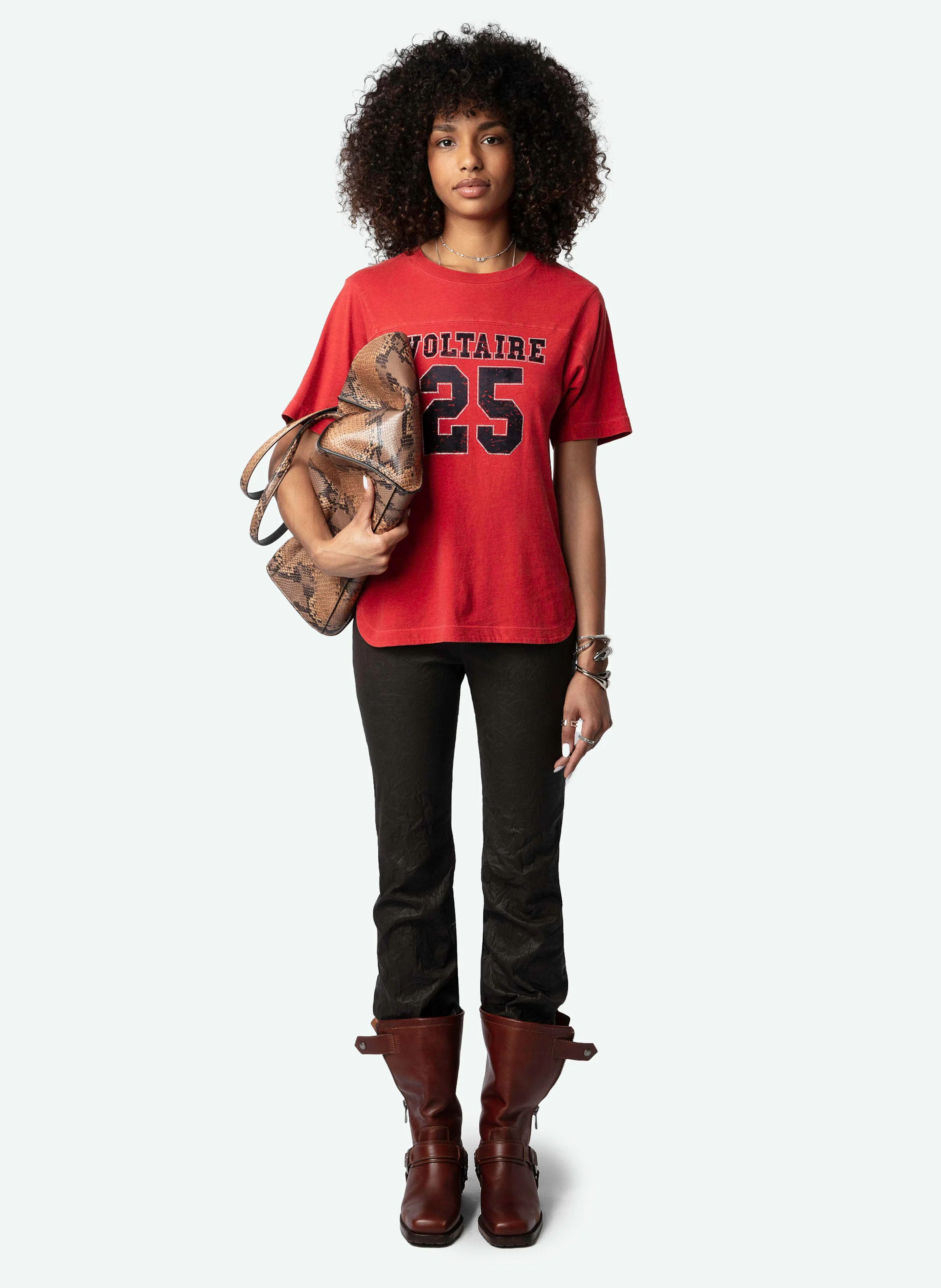 BOW - Tee-shirt imprimé en coton biologique| Rouge