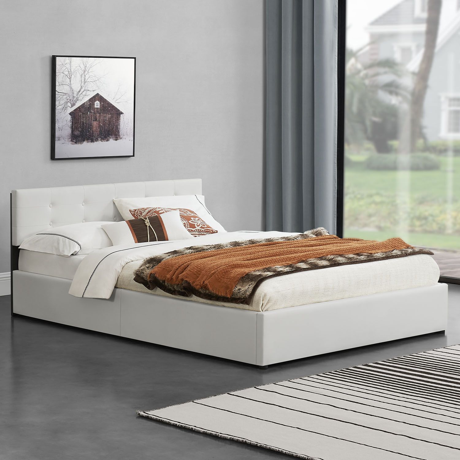 Juskys Polsterbett Marbella 140x200 cm weiß - Bett mit Matratze, Bettkasten & Lattenrost
