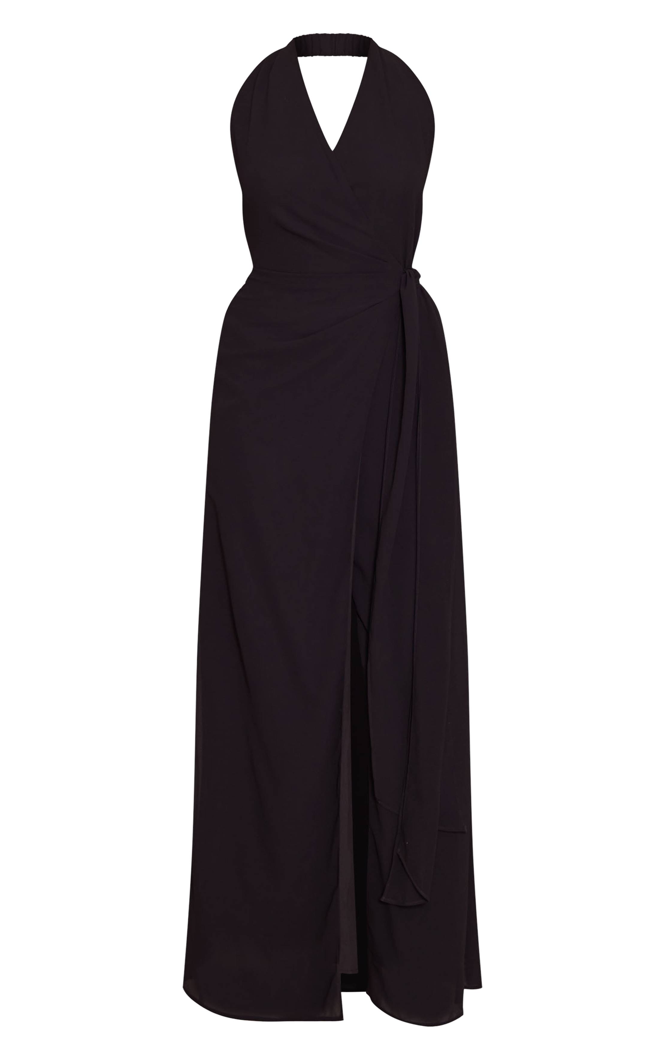 Noir Robe Maxi En Mousseline Avec Nœud