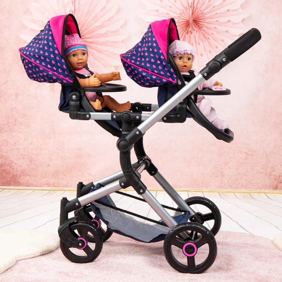 bayer Design Zwillings-Puppenwagen Twin Neo mit Einhorn