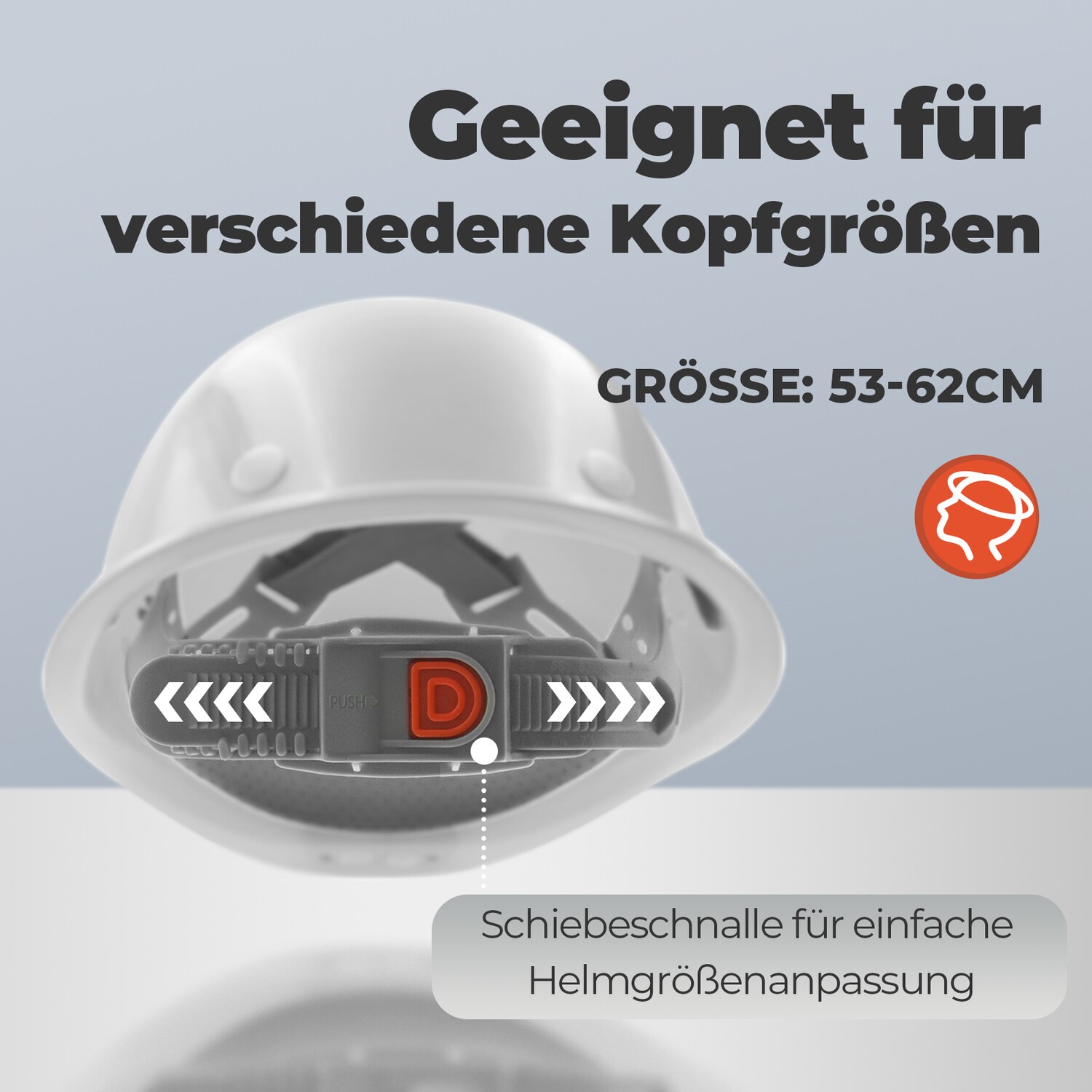 Mustbau MBU-ZC111-WHI Bauhelm,Schutzhelm,Arbeitshelm,Bauarbeiterhelm, USB-Ladegerät-Licht, 53-62cm Einstellbar