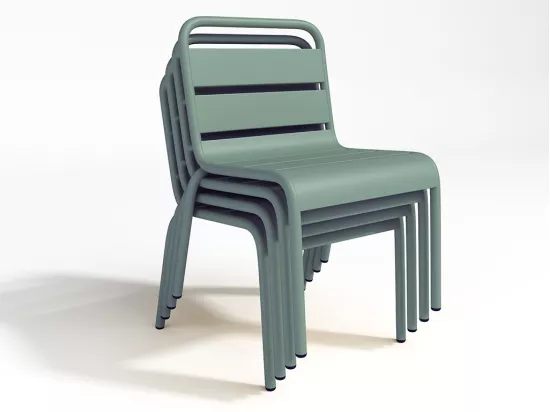 Salle à manger de jardin pour enfants en métal - une table et 4 chaises empilables - Vert amande - POPAYAN de MYLIA