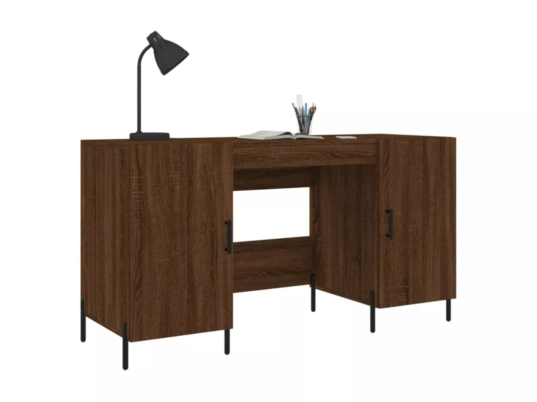 Bureau chêne marron 140x50x75 cm bois d'ingénierie
