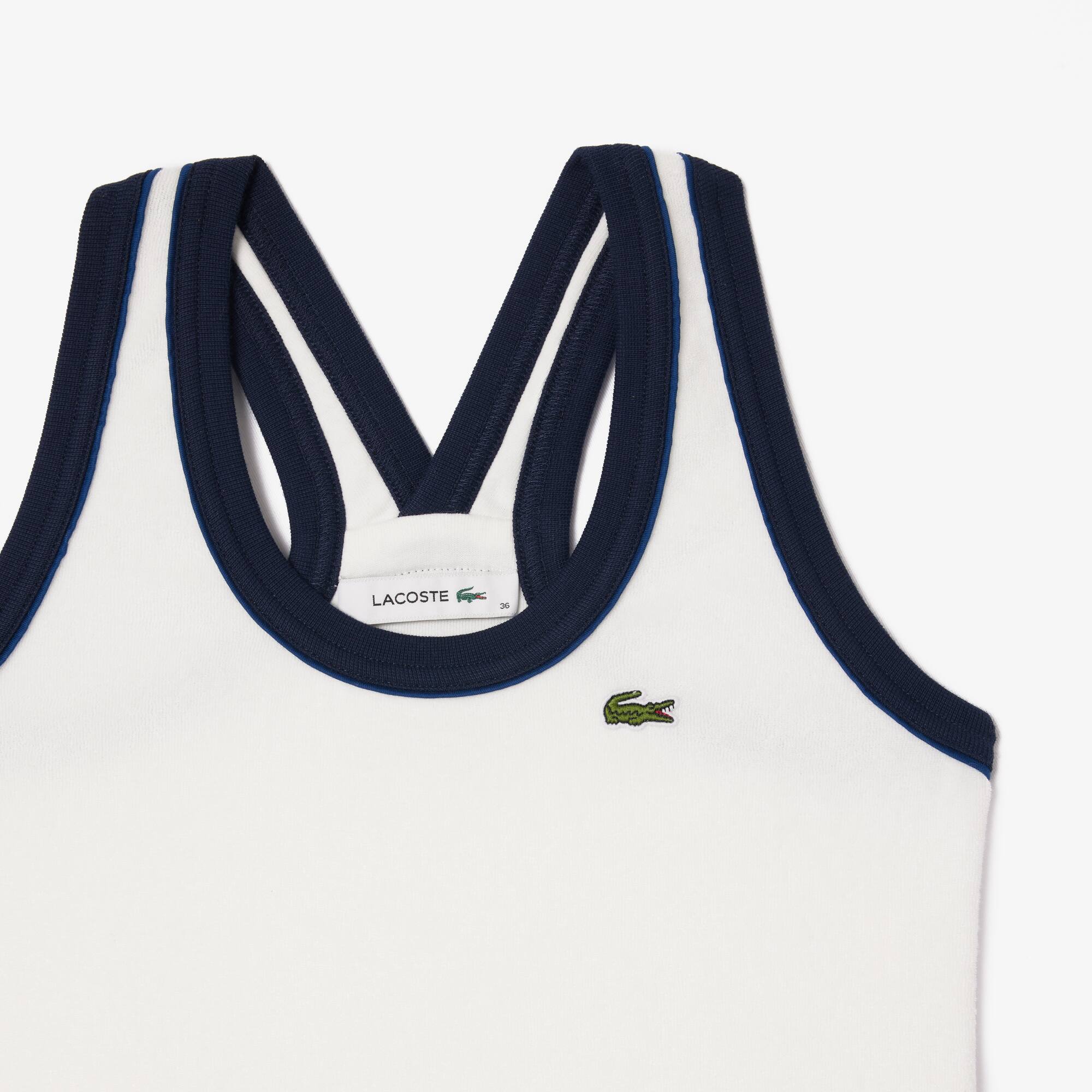 Frottee-Kleid mit Faltenrock mit Kontrastrand Kleider & Röcke - Weiss - Lacoste - Damen