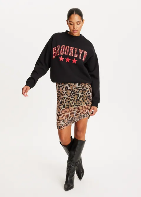 Sweater leopard zwart (ZWART)