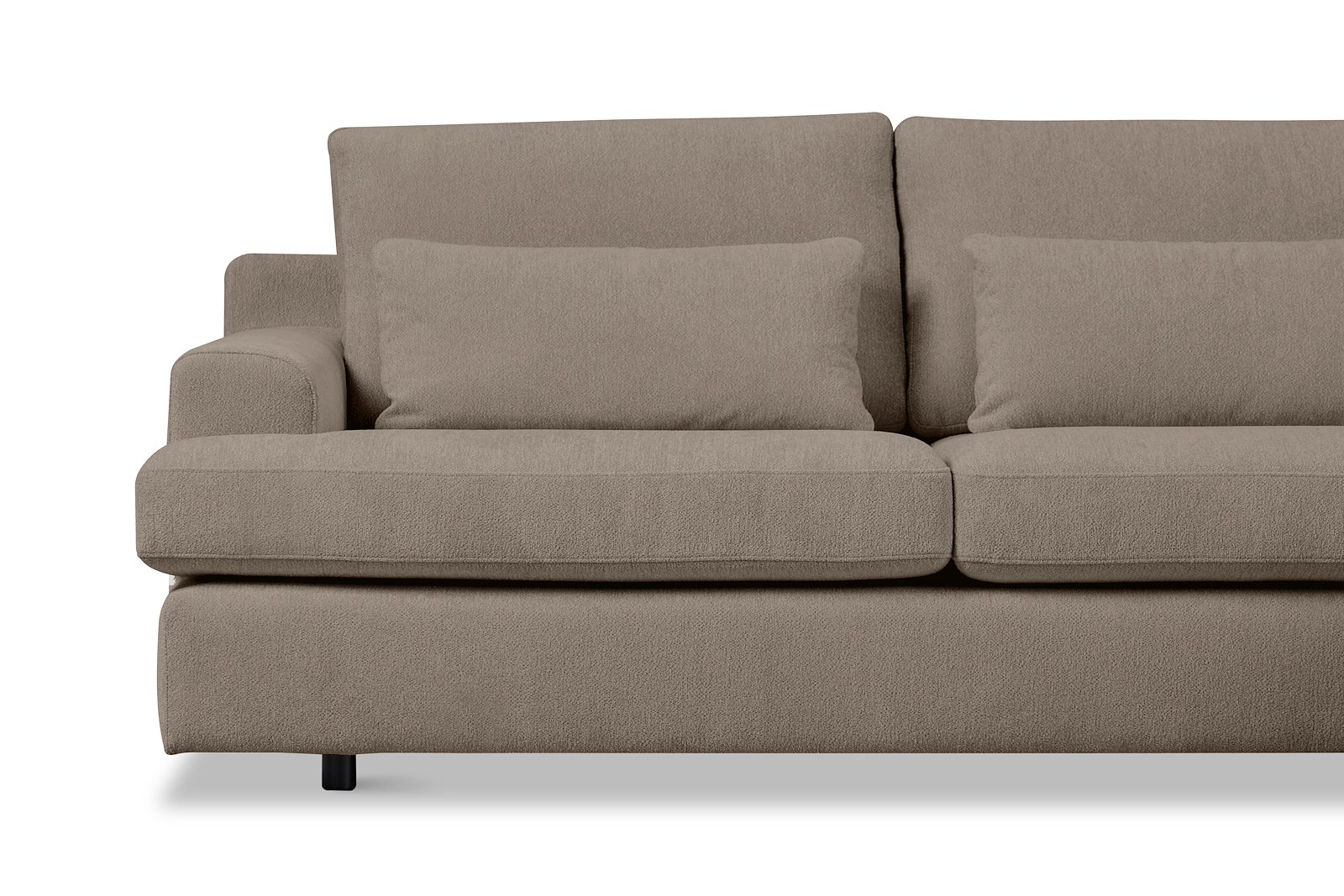 Roma Sofa 2,5-seter med sjeselong høyre. Tekstil Raven 30 Beige med sorte ben