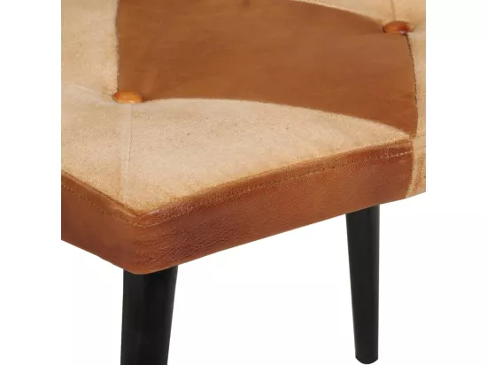 Chaise à bascule et repose-pieds Marron Cuir véritable et toile