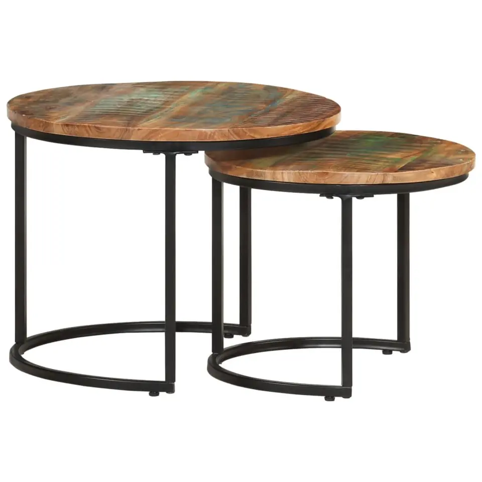 vidaXL - Tafeltje - Bruin - Gerecycled hout - Ø 40 x 34 cm - 2 stuks