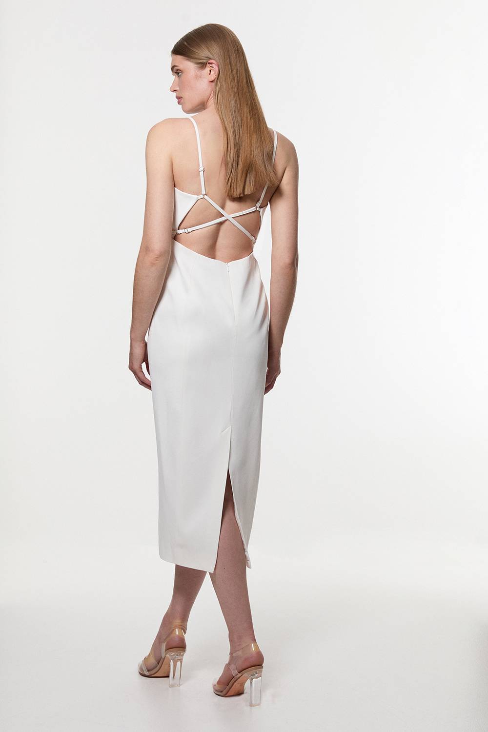 KarenMillen Robe midi soignée et ajustée avec détails de corset