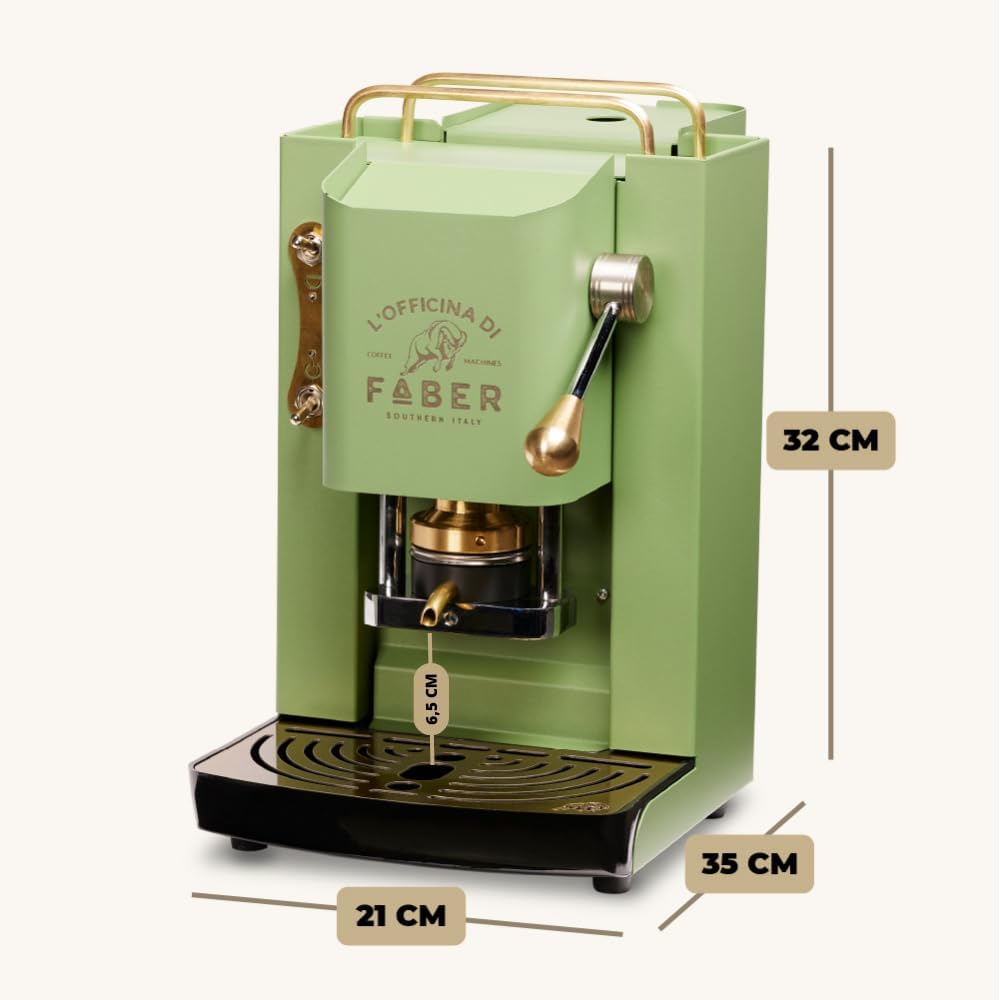 FABER COFFEE MACHINES | Modèle Pro Total Inox Deluxe | Machine à café à dosettes ese 44mm | Pressacialda en laiton réglable | électrovanne de série (laiton)